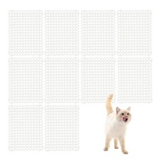 Jemlyd 10 Pack Cat Scat Mat 17 x 14 Inch Flexible Plastic Spike Mats, white