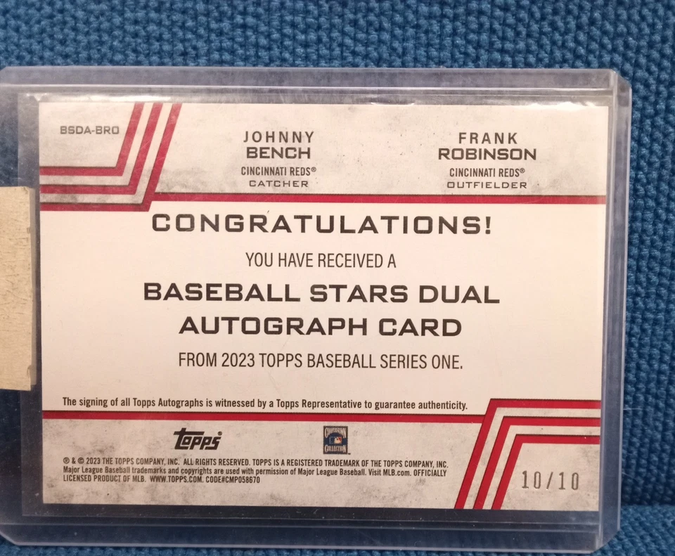 2023 Topps 棒球系列 1. Johnny Bench, Frank Robinson 双签名 10/10 — 第 2/4 张图片