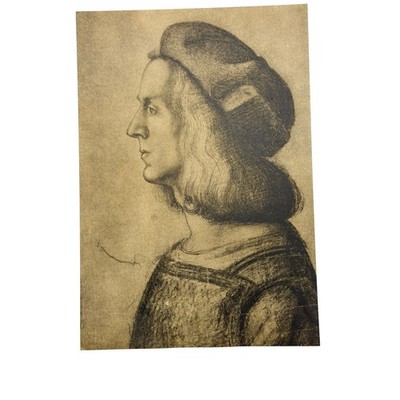 Leonardo da Vinci Bust of a Man in Profile Facsimile Print Fratelli Alinari