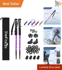 Nordic Walking Trekking Poles Aluminum Collapsible Shock-Absorbing 2pk