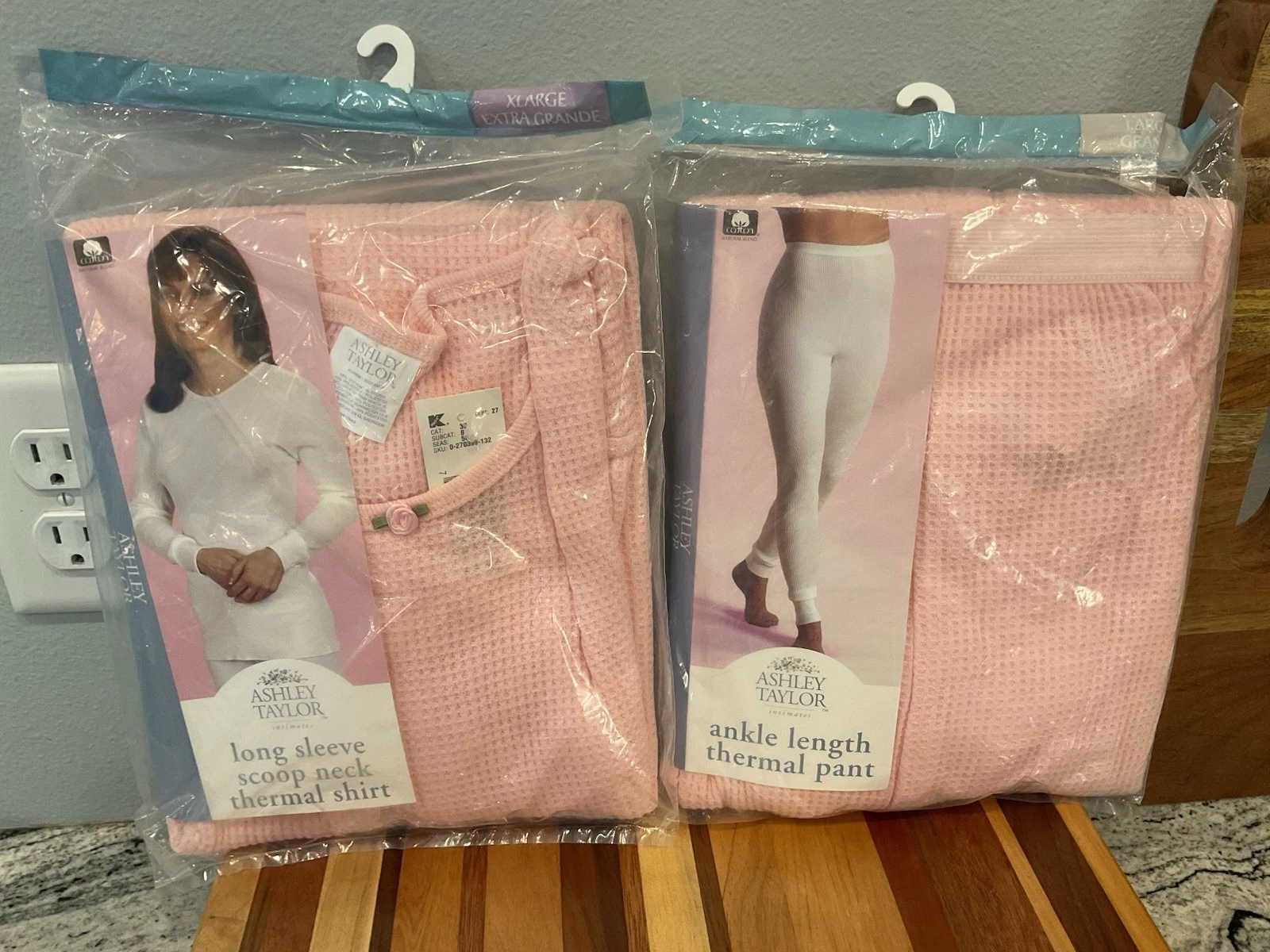 Vintage NEW Ashley Taylor Pink Thermal Top Shirt & Pants Base Layer L XL