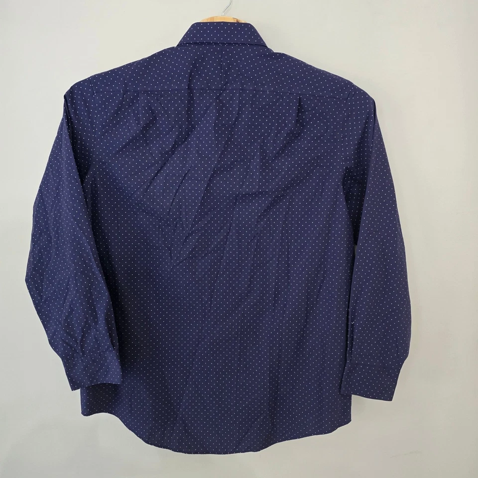 Charles Tyrwhitt Mens Dress Shirt 17/36 Classic Fit Non Iron Navy Polka Dot - Image 3 of 4