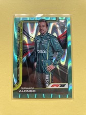 2025 Topps Chrome F1 Formula One Fernando Alonso Aqua Raywave Refractor 93 /199