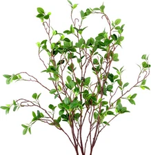 AUSTOR 3 Packs 45" Artificial Ficus Stems Faux Green Branches Leaf Fake 