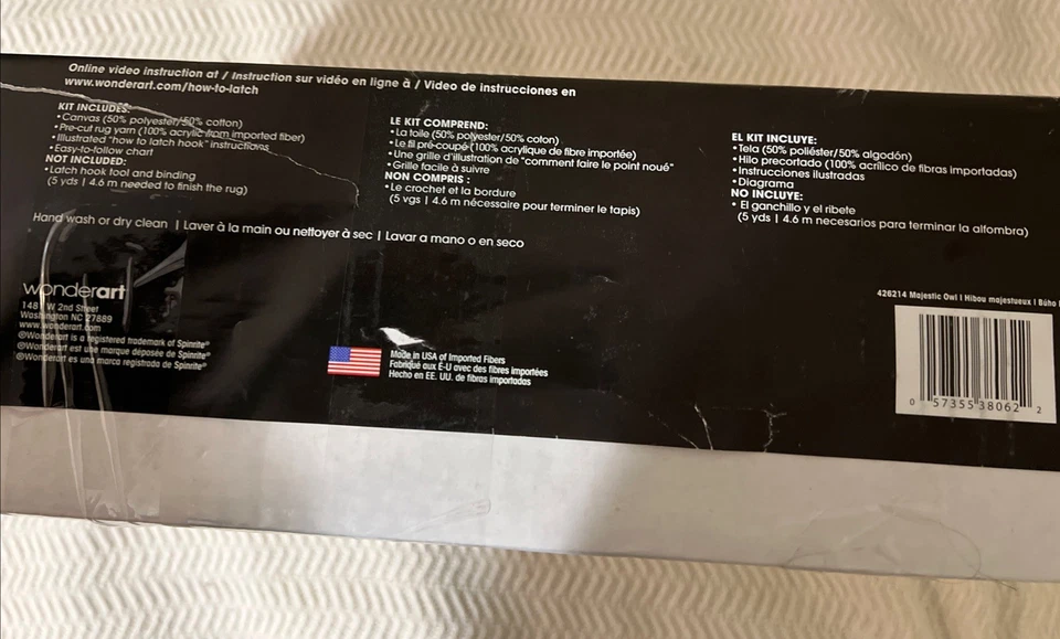 Wonderart Classics MAJESTIC OWL LATCH HOOK KIT RARE 30” X 50” Vintage Craft NIB - Image 3 of 4