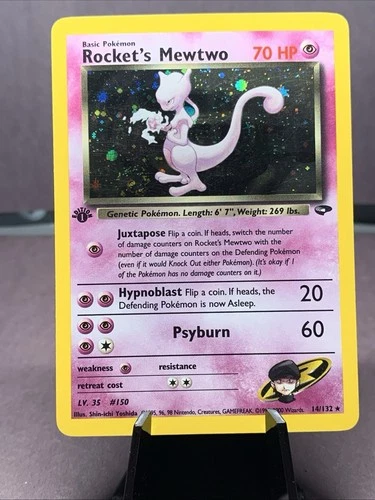 Pokemon TCG 1st Edition Rocket's Mewtwo 14/132 Gym Challenge Holo Rare WOTC VTG
