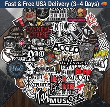 100 Pcs Heavy Metal Band Stickers, Waterproof Rock Decals, Guitar Emblems