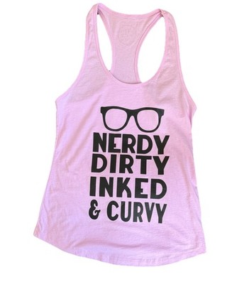 Racerback Workout Tank Nerdy Dirty Inked & Curvy Lavender Sz M