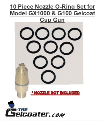 10 Piece ES Manufacturing G100-6 & GX1000 Gelcoat Cup/Dump Gun Nozzle O-ring Set