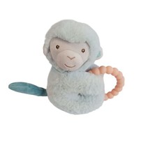 Mary Meyer Blue Monkey Plush Baby Rattle Toy With Teething Ring