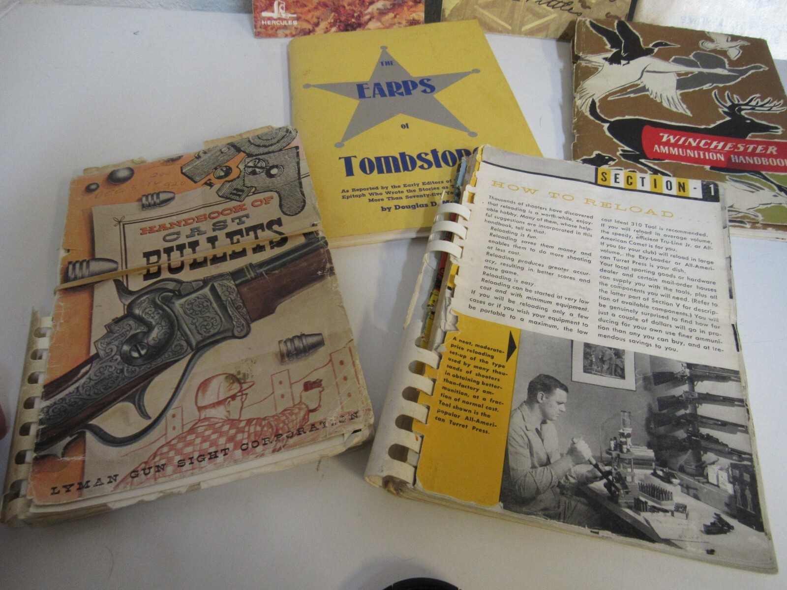 Lot of 7 old Misc Books and guides , old West, cookbook, mostly