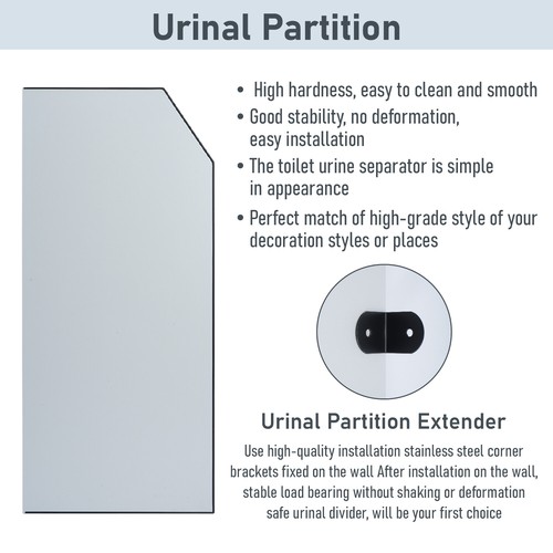 Urinal Trennwand Wandmontage Bidet Schamwand WC Sichtschutz Urinalwand90x40cm - Bild 7 von 21