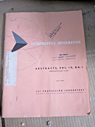 Astronautics Information - july 1961 Abstracts vol 4 # 1 vintage Space Studies - Picture 1 of 1