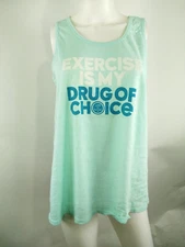 Life is Good Women Textured Slub Tank Exercise Is My Drug Blue Medium 55359
