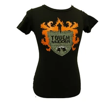NEW TOUGH MUDDER CHALLENGE WOMENS GIRLS T SHIRT BEER CLANK SHIELD BLACK CREW T21