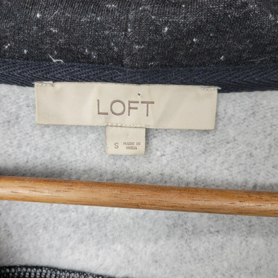 Loft Sweatshirt Women Small Dark Gray Cotton Fleece Lined Pockets Hooded Outdoor - Image 4 of 4