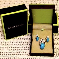 HTF! Ross & Simons 925 S Turquoise Beads Necklace & Earring Set