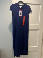 NEW Jessica Simpson Shirt Dress Size Medium Navy Blue Midi Stretch Hi Low NWT