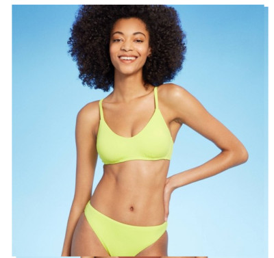 Shade & Shore - Women's V-Neck Scoop Bralette Bikini Top - Yellow XS (0-2)