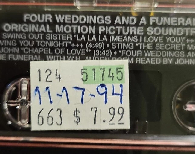 Four Weddings And A Funeral Soundtrack Cassette SEALED w/ Hype Elton John Sting  - Image 4 of 4