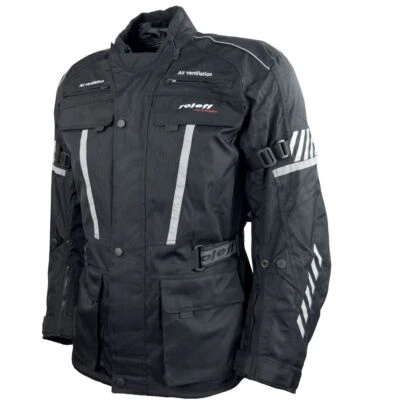 Roleff Racewear lange Motorradjacke in Schwarz mit Protektoren, wasserdicht