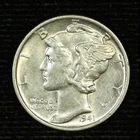 Mercury Silver Dime. 1941 P. About Uncirculated. Lot # Jrrc-9049-228