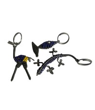 Lot Of 3 Vintage African Beaded Wire Animal Keychains Handmade In Madagascar