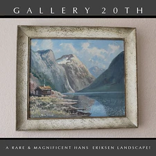 EPIC! DANISH HANS ERIKSEN ORIG. LANDSCAPE OIL PAINTING! ART VTG 30'S MID CENTURY
