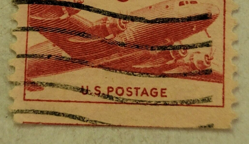United States Postage ~ AIR MAIL ~ Red 6₵ Cent Stamp ~ Cancelled