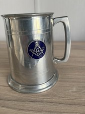 Masonic History Vintage Made In Sheffield England Pewter Masonic Tankard 