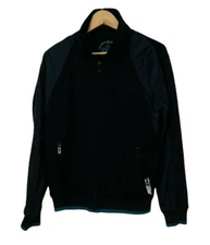 Manguun Mens Bomber Jacket Sz M Black Full Zip Collard MGN-Corp Logo