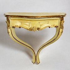 Mensola consolle antica in legno stile barocco con cassetto a goccia dipinta