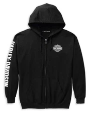 HARLEY-DAVIDSON® MENS WOUNDED WARRIOR ZIP UP HOODIE BLACK LARGE