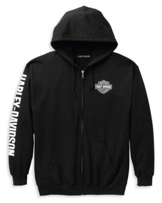 HARLEY-DAVIDSON® MENS WOUNDED WARRIOR ZIP UP HOODIE BLACK LARGE