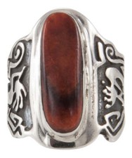 Navajo Native American Orange Spiny Oyster Shell Ring Size 7 1/4 SKU231697