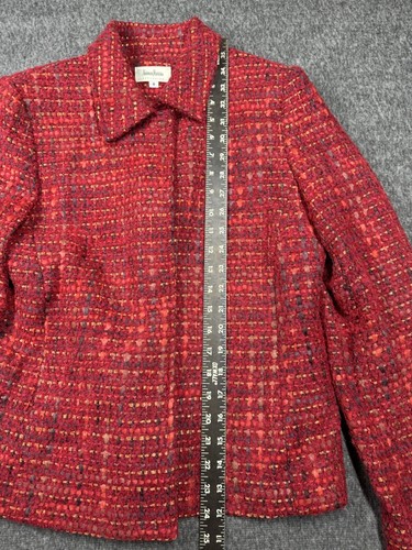 Giacca da donna rossa Neiman Marcus esclusiva taglia 8 misto lana foderata - Foto 3 di 10