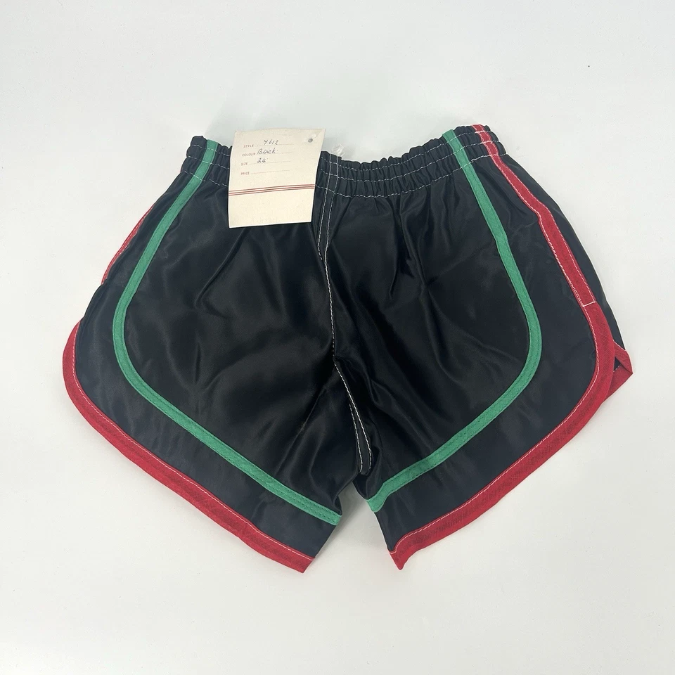 1970s Sports Shorts Vintage Deadstock Black Nylon Made in England Womens XS Uk 6 - Image 2 of 4