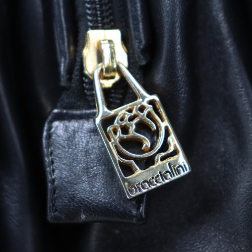 Vtg Braccialini Handbag Women S Black Floral Embossed Leather Lined Shoulder Bag - Picture 5 of 20