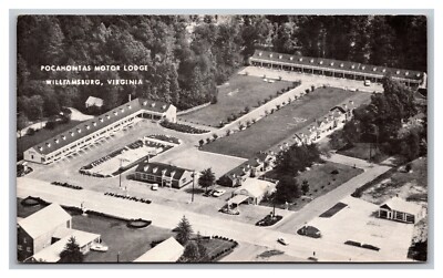 Williamsburg VA Virginia Pocahontas Motor Lodge Aerial View Chrome Postcard