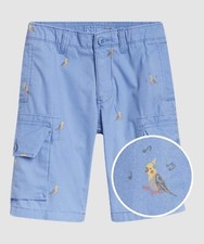 NWT Boys GAP Kids Cargo Ranger Shorts, Hanover Blue, Parrot Cockatoo Bird, 6 Reg