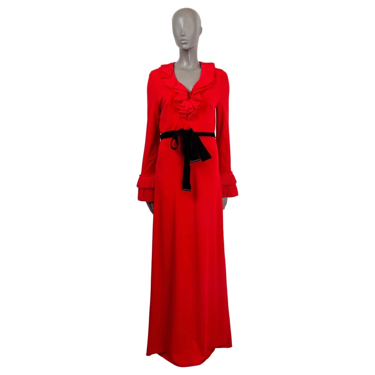 66851 robe authentique GUCCI viscose rouge 2016 MAILLOT CEINTURE VELOURS À VOLANTS robe L