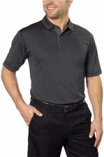 Bolle Mens 3 Button Moisture Wicking Performance Polo Golf Shirt , Charcoal , M