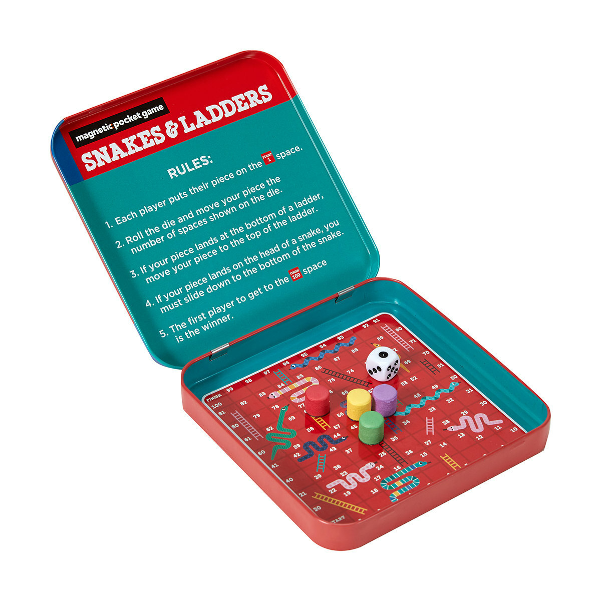 Juego De Mesa Magnético Serpientes Y Escaleras De Kokosun | Tablero Plegable De 25x25 Cm Con Piezas Imantadas, Ideal Para 2 A 4 Jugadores, Perfecto Para Viajes Y Noches En Familia