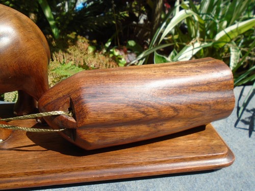 Elephant hardwood sculpture on a stand pulling a log lovely item - Picture 6 of 12