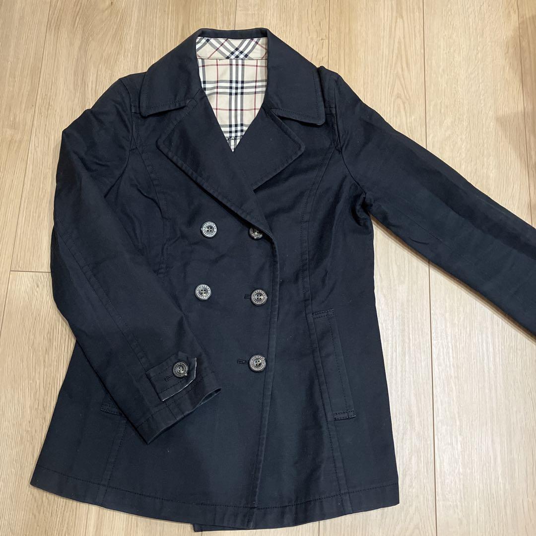 Burberry London Blue Label Pea Coat Long Sleeves Cotton Size 38 For Women