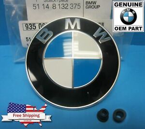 2 Grommets 82mm 3.2 inch Emblems Hood and Trunk BLUE5 Replacement for BMW Models E X Series 
