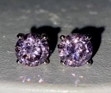 Pink Cubic Zirconia And 925 Sterling Silver Stud Earrings 6mm