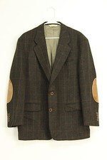 EVAN PICONE MENs DARK GRAY WOOL CHECK BLAZER JACKET SPORT COAT 43" CHEST LINED