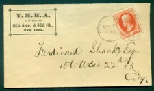1870's, 2¢ tied on pretty Y.M.H.A. cover, VF