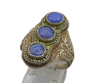 CHINESE 925 Silver  Vintage Antique Lapis Lazuli Cocktail Ring Sz 9  RG23940